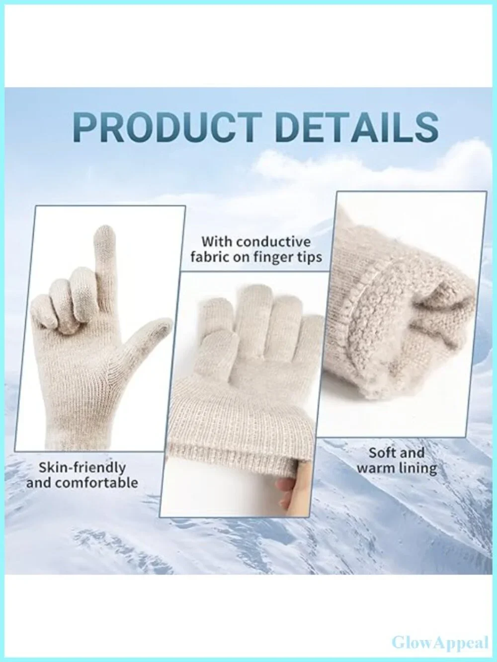 Winter Gloves for Women Touch Screen Knit Alpaca Fleece Warm